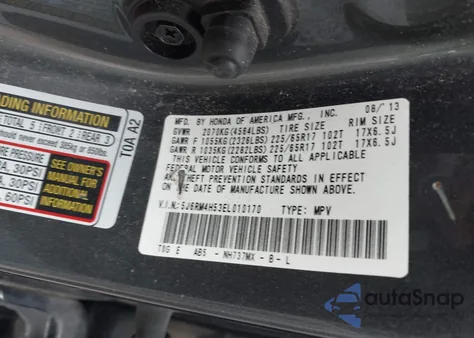 2014 Honda Cr-V Ex z USA, uszkodzony, nr VIN 5J6RM4H53EL010170